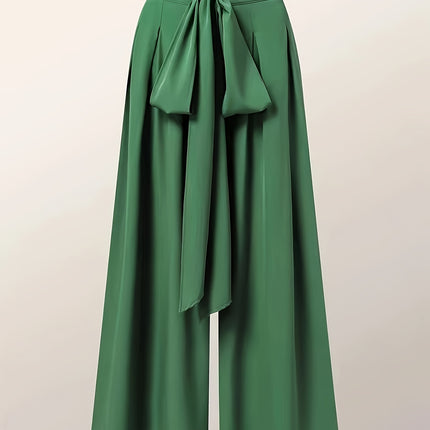 Calça Sólida com Cinto Plus Size