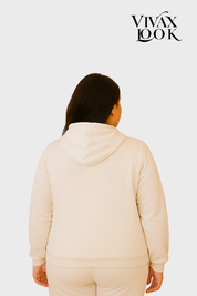 Moletom Plus Size Com Ziper Capuz e  Bolso