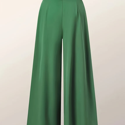 Calça Sólida com Cinto Plus Size