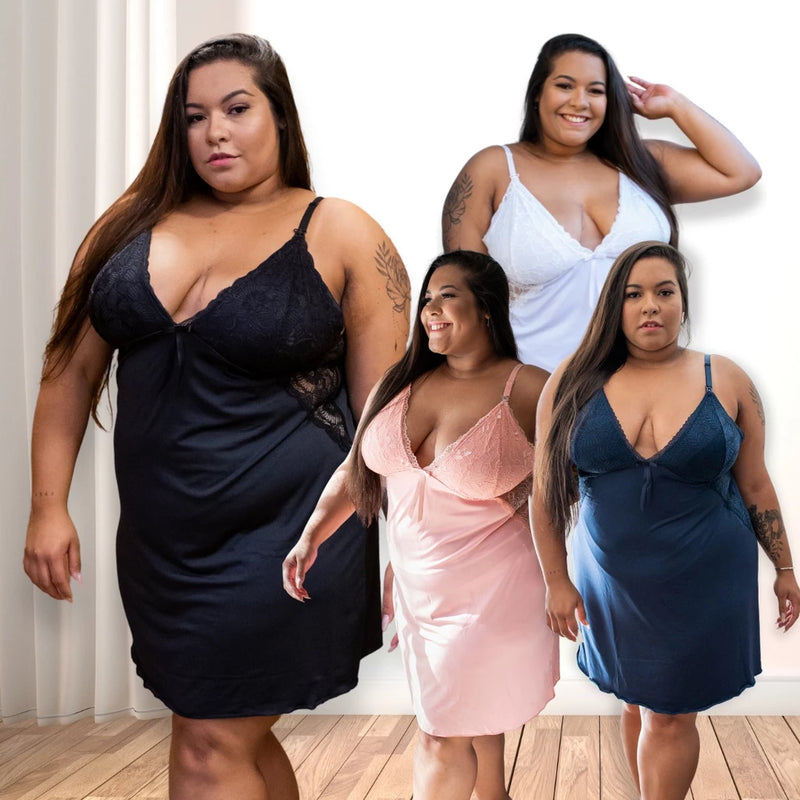 Camisola Amamentação com Renda Plus Size