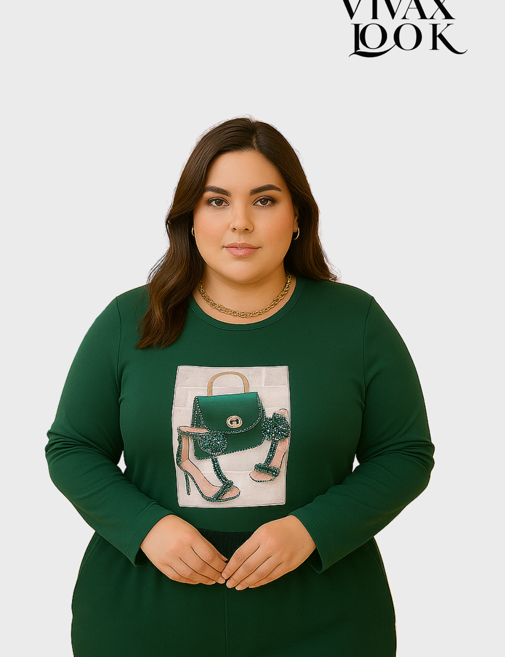 Blusa Manga Longa Plus Size Visco Lycra
