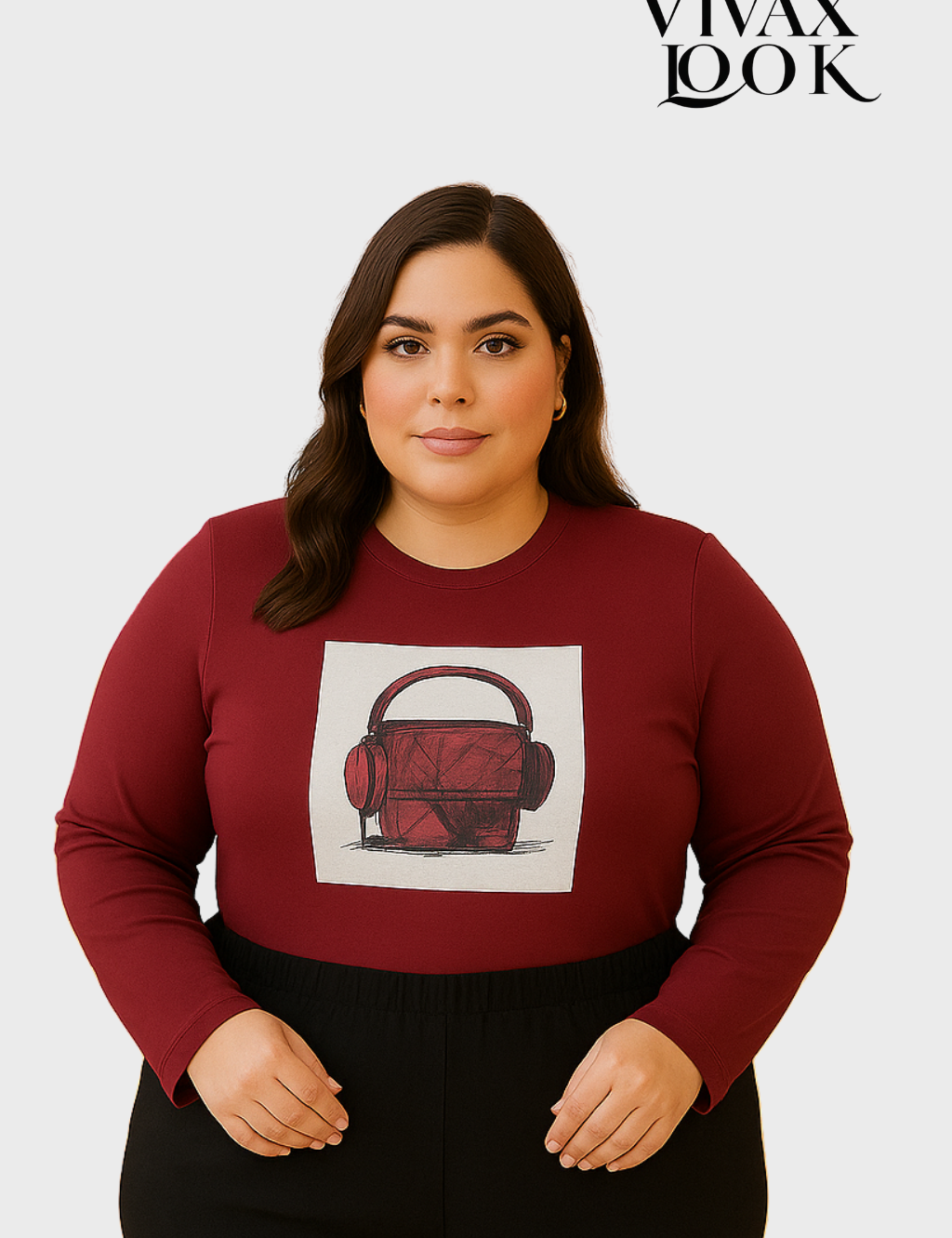 Blusa Manga Longa Plus Size Visco Lycra