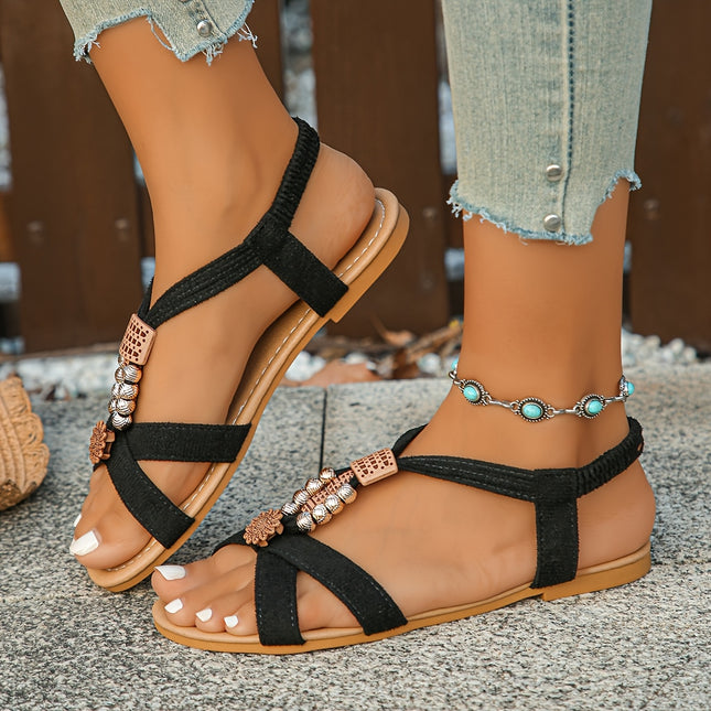 Sandálias de Cunha com Alças em T Estilo Boêmio