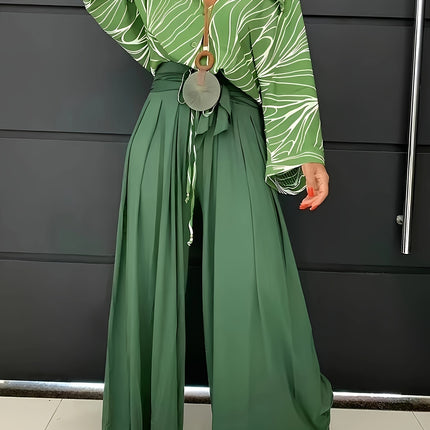 Calça Sólida com Cinto Plus Size