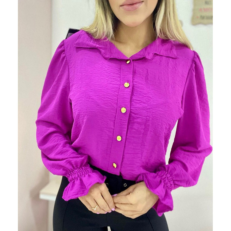 Camisa Social Botão Fucsia