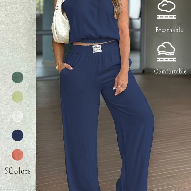 Conjunto Casual Sem Mangas Plus Size