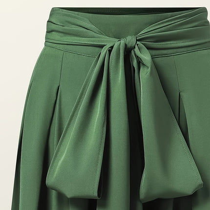 Calça Sólida com Cinto Plus Size