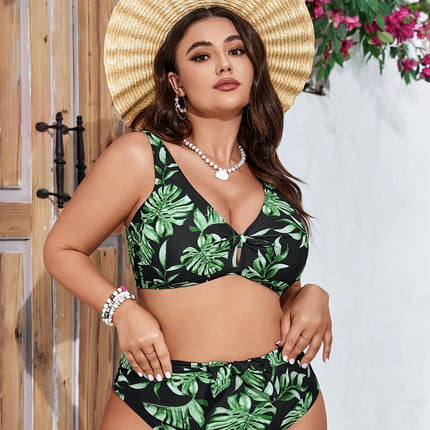 Biquíni Tropical com decote em V Plus Size
