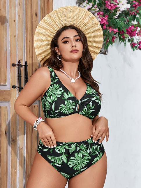 Biquíni Tropical com decote em V Plus Size