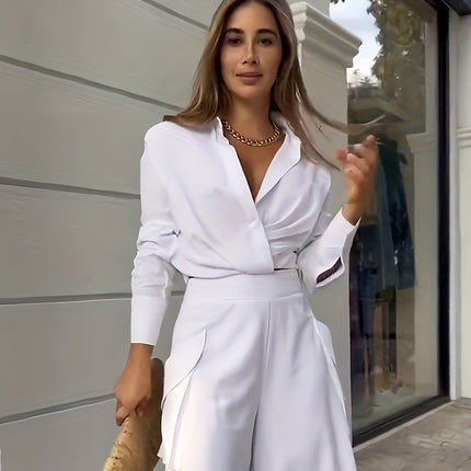 Conjunto Branco Decote V Plus Size