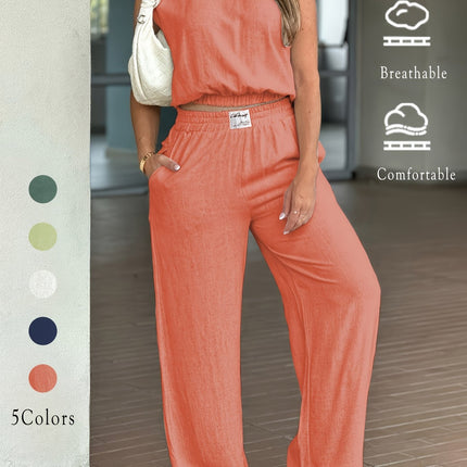 Conjunto Casual Sem Mangas Plus Size