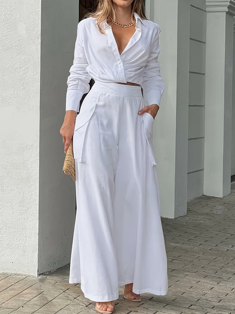 Conjunto Branco Decote V Plus Size