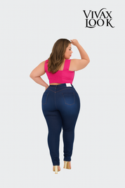 Calca Jeans Plus Size Cintura Alta Com Lycra Strech