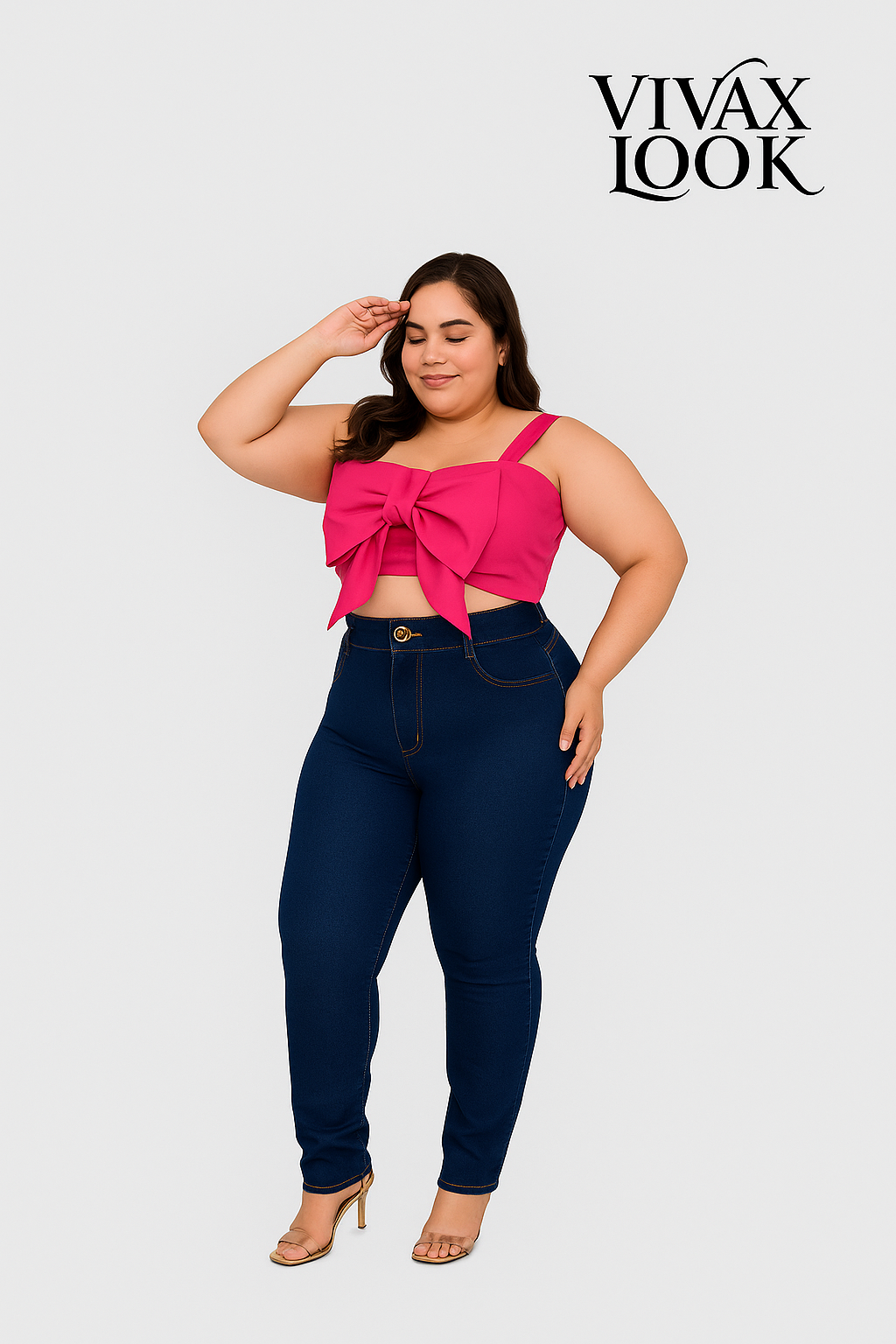 Calca Jeans Plus Size Cintura Alta Com Lycra Strech