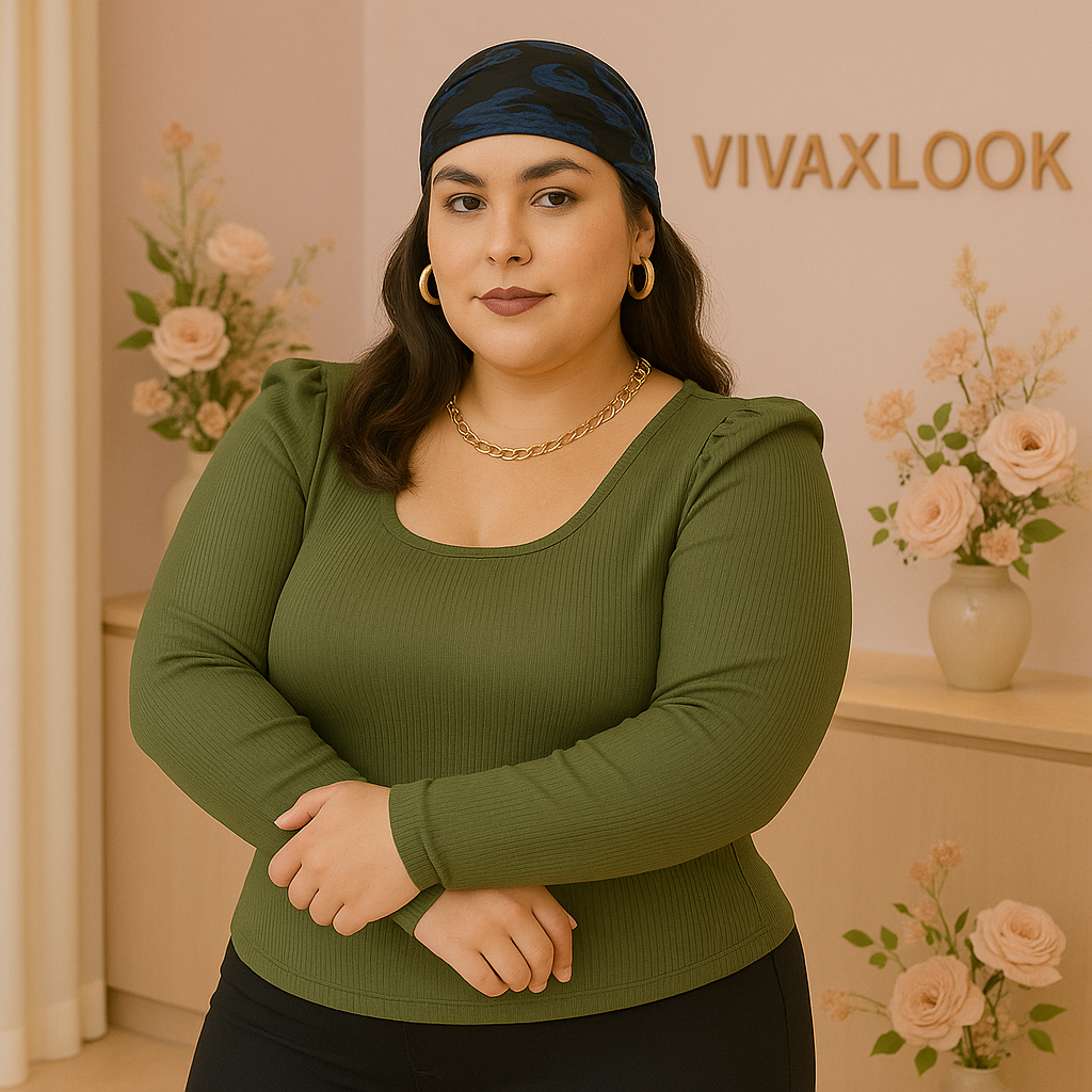 Blusa Canelada Manga Longa Plus Size