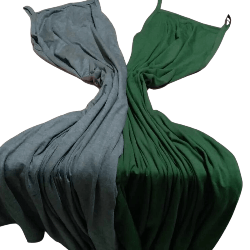 Vestido Longo de Alcinha Cinza e Verde