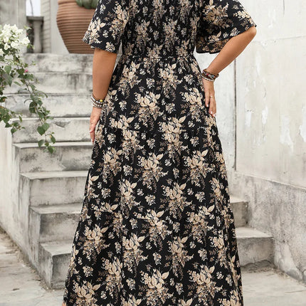 Gibsie plus size quadrado pescoço floral impressão maxi vestido feminino verão 2025 nó frente oco para fora boho férias grandes vestidos de balanço