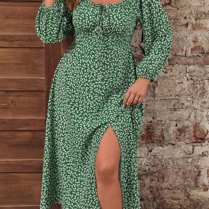 Vestido casual floral plus size para mulheres, tecido justo, confortável para primavera e outono, moda