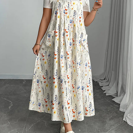 Gibsie plus size sólido gravata ombro macacão vestido para mulher 2025 verão casual solto sem mangas maxi vestidos longos com bolsos