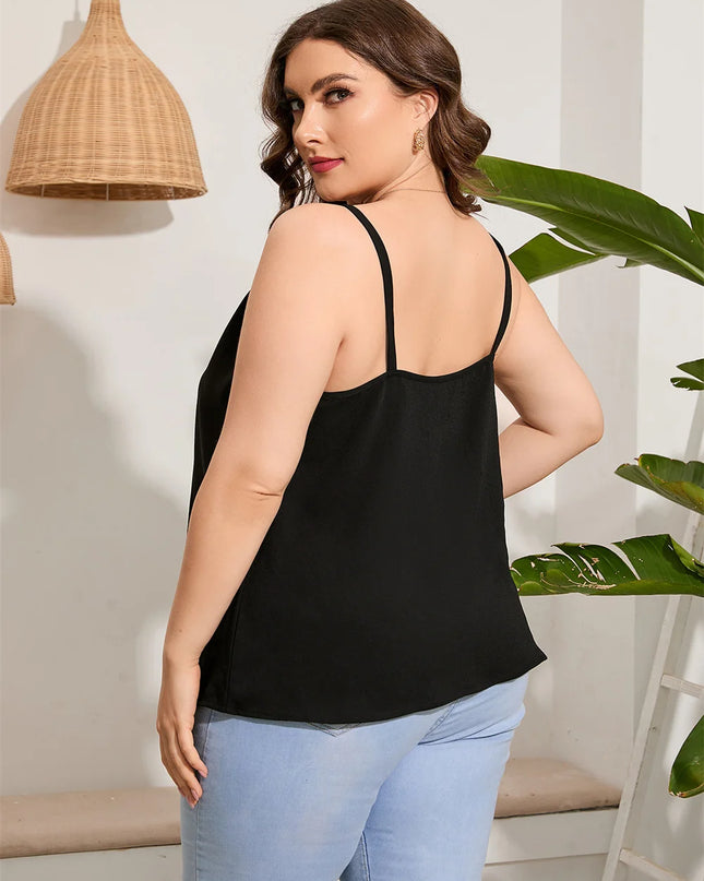 GIBSIE-Camiseta feminina, tamanho grande, preto, decote em v, sem mangas, tops sem costas, moda, tanques casuais de botão frontal, verão