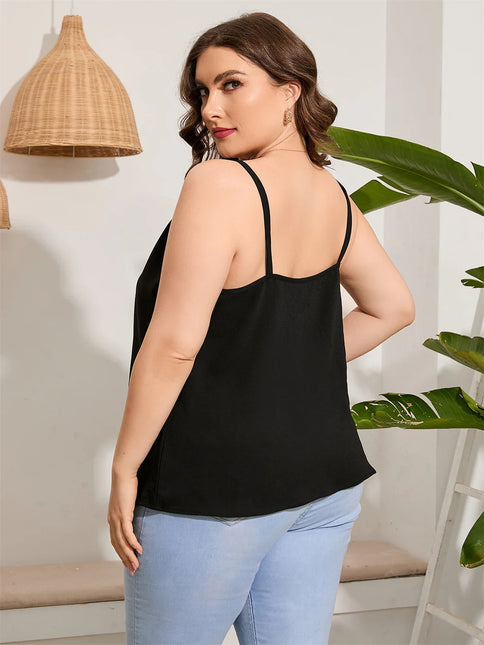 GIBSIE-Camiseta feminina, tamanho grande, preto, decote em v, sem mangas, tops sem costas, moda, tanques casuais de botão frontal, verão