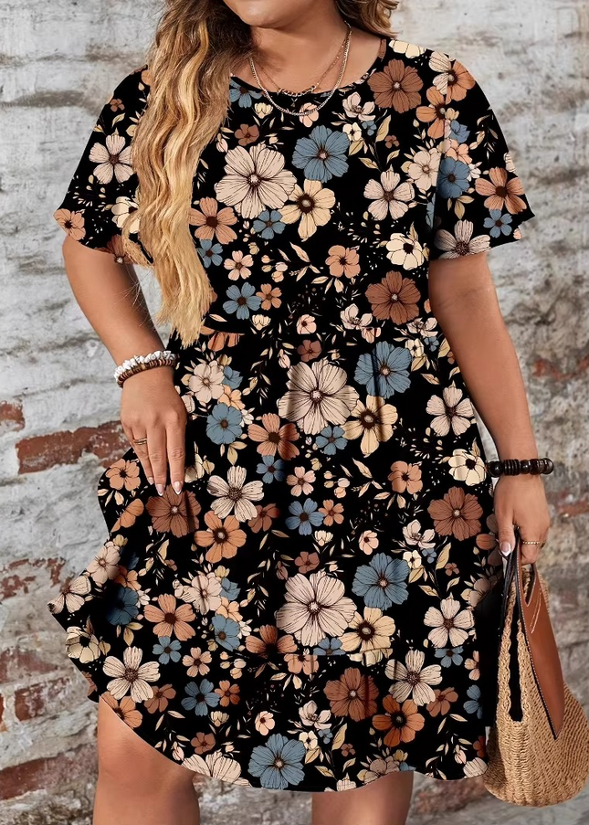 Vestido Plus Size Floral Boho