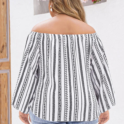 Gibsie-boho tops femininos, plus size, manga comprida casual, frente de gravata, estampa étnica, blusas de férias, primavera, 2022