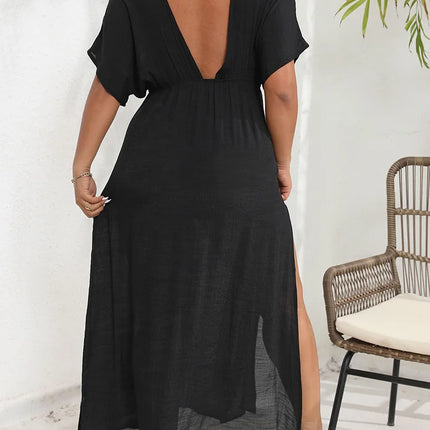 GIBSIE-Sexy feminino com decote em V sem encosto para biquíni, vestido casual para férias de verão, vestidos de praia longos, plus size, novo, 2024