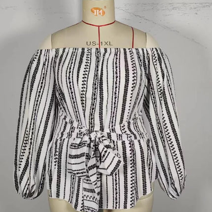 Gibsie-boho tops femininos, plus size, manga comprida casual, frente de gravata, estampa étnica, blusas de férias, primavera, 2022