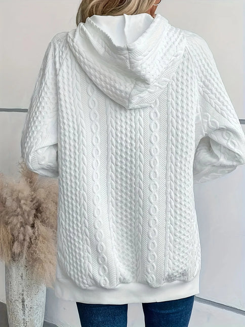 Blusa Feminina Tricot com Capuz e Bolso Frontal