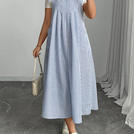 Gibsie plus size sólido gravata ombro macacão vestido para mulher 2025 verão casual solto sem mangas maxi vestidos longos com bolsos