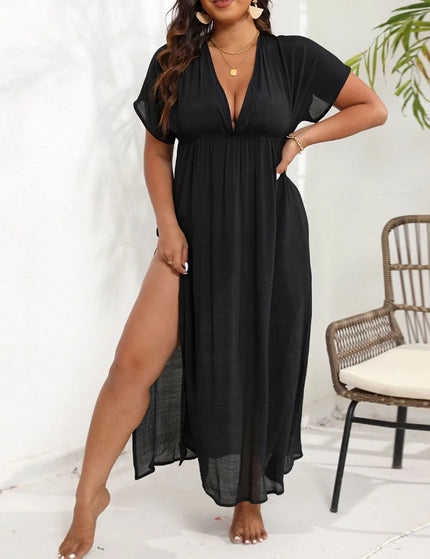 GIBSIE-Sexy feminino com decote em V sem encosto para biquíni, vestido casual para férias de verão, vestidos de praia longos, plus size, novo, 2024
