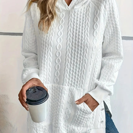 Blusa Feminina Tricot com Capuz e Bolso Frontal