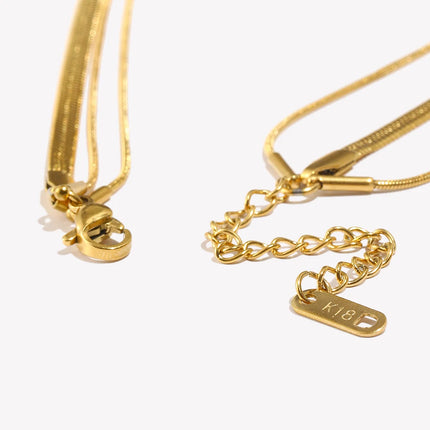 Colar de camada de corrente de cobra fina de espinha de peixe banhado a ouro 18K de aço inoxidável sem manchas Colar de corrente de ouro feminino sexy