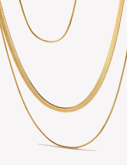 Colar de camada de corrente de cobra fina de espinha de peixe banhado a ouro 18K de aço inoxidável sem manchas Colar de corrente de ouro feminino sexy