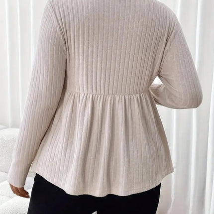Gibsie plus size querida pescoço sólido peplum blusa feminina primavera outono manga longa estilo americano elegante magro curto topo