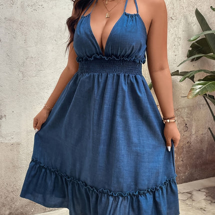 Vestido Gola Halter Plus Size