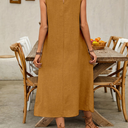 Vestido Sem Mangas Bolsos Plus Size