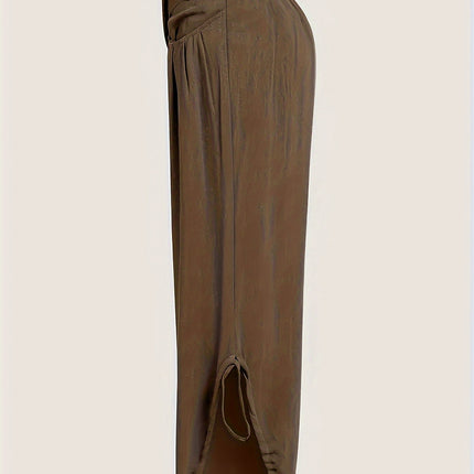 Calça Reta de Poliester Plus Size