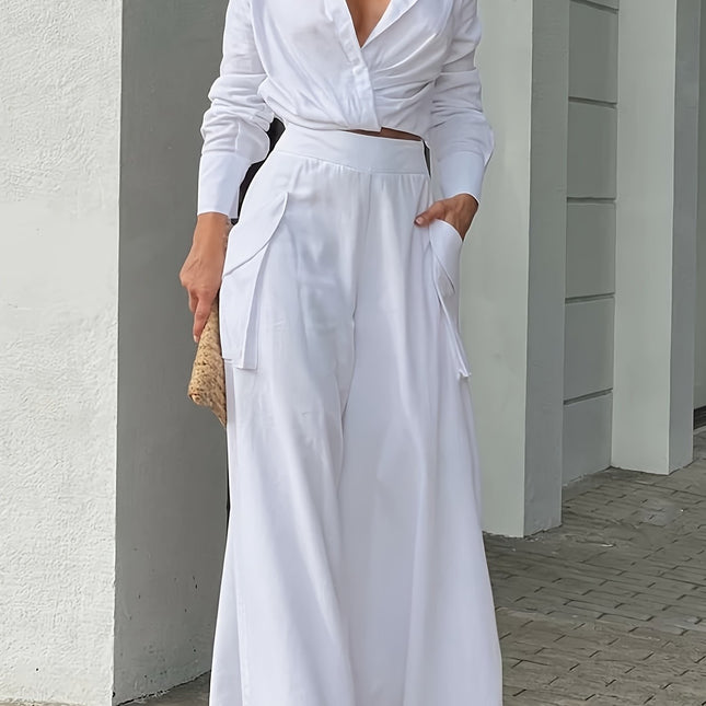 Conjunto Branco Decote V Plus Size