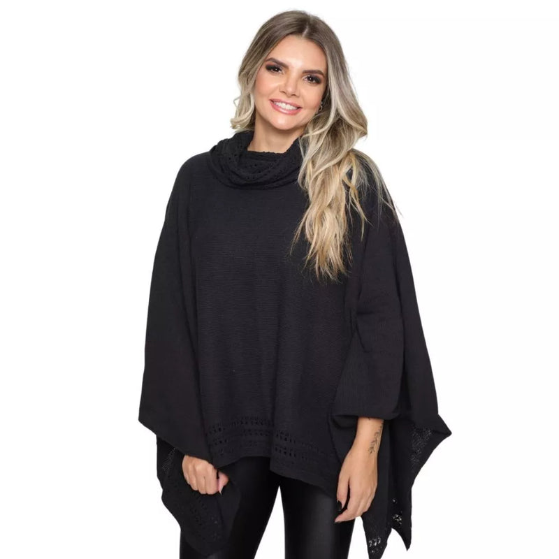 Poncho Tricô Gola Alta - Vivax Look