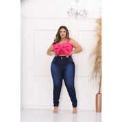 Calca Jeans Plus Size Cintura Alta Com Lycra Strech