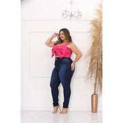 Calca Jeans Plus Size Cintura Alta Com Lycra Strech