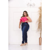 Calca Jeans Plus Size Cintura Alta Com Lycra Strech