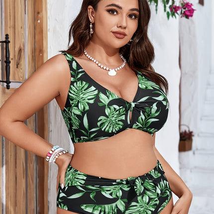 Biquíni Tropical com decote em V Plus Size