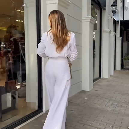 Conjunto Branco Decote V Plus Size