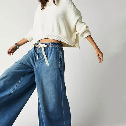 Calça Jeans Wide Leg Plus Size