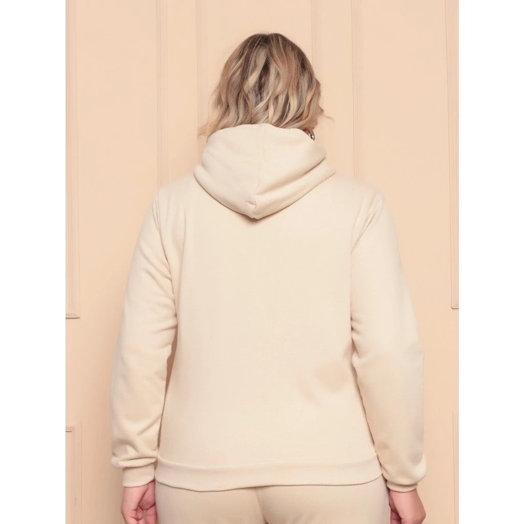 Moletom Plus Size Com Ziper Capuz e  Bolso