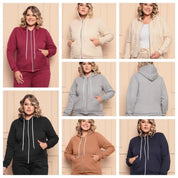 Moletom Plus Size Com Ziper Capuz e  Bolso