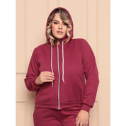 Moletom Plus Size Com Ziper Capuz e  Bolso
